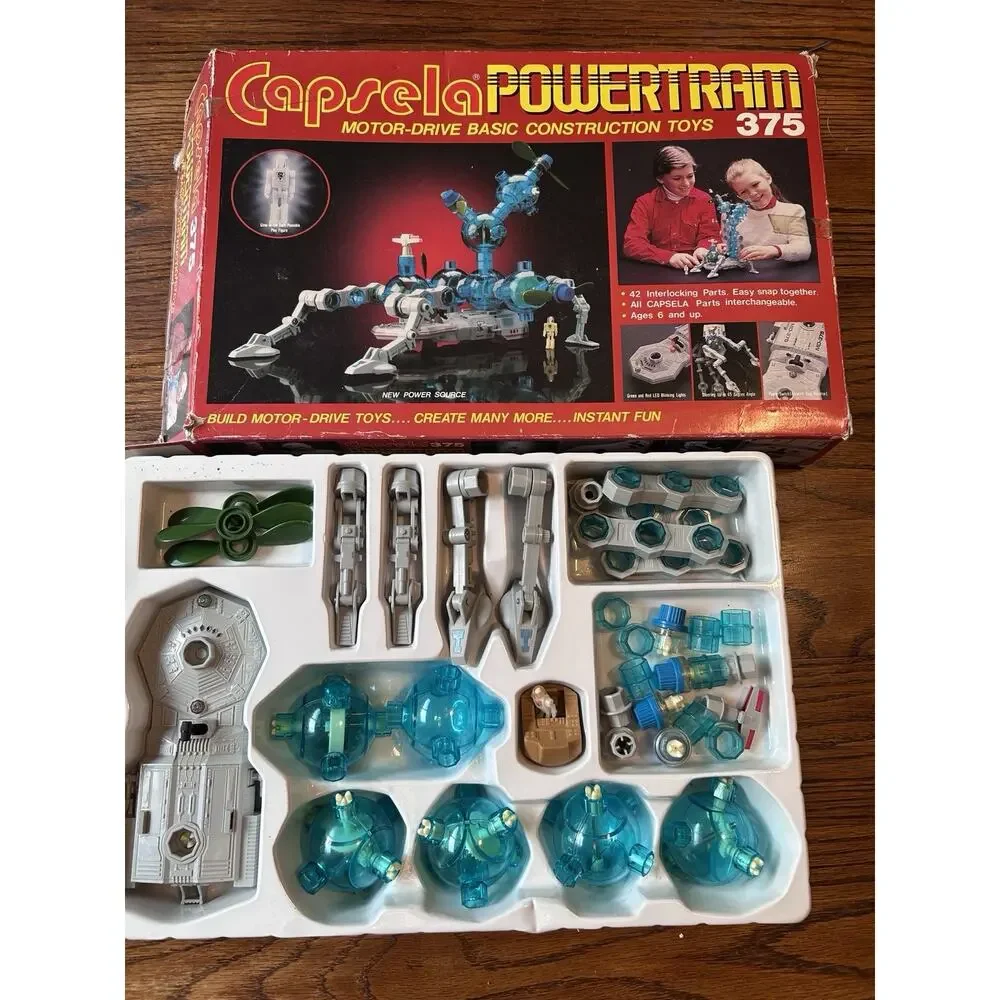 Capsela 375 Powertram Works Motor-Drive Basic Construction Toy 1985 science toy